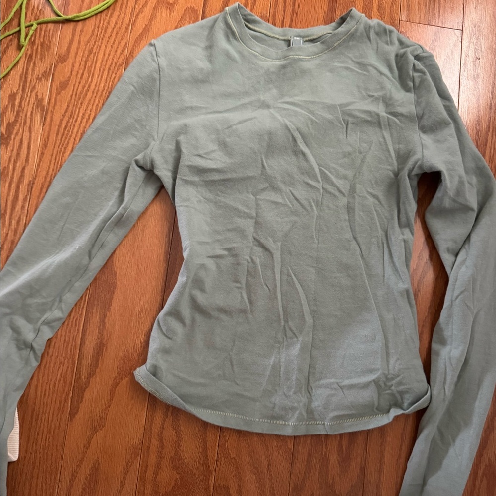SKIMS Green Fitted Long Sleeve Tee